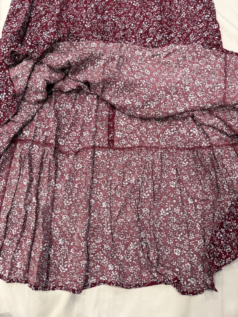 J Crew Factory Burgundy Midi Dress with Tiers—XL - Picture 8 of 14